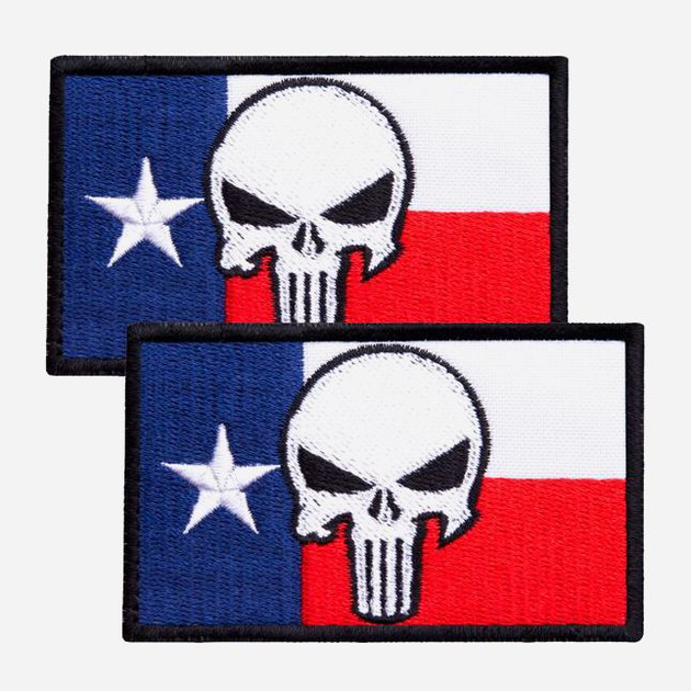 Набор шевронов на липучке IDEIA Флаг Штата США Техас с Черепом Карателя 5 х 8 см 2 шт Синий (4820227287123) - изображение 1
