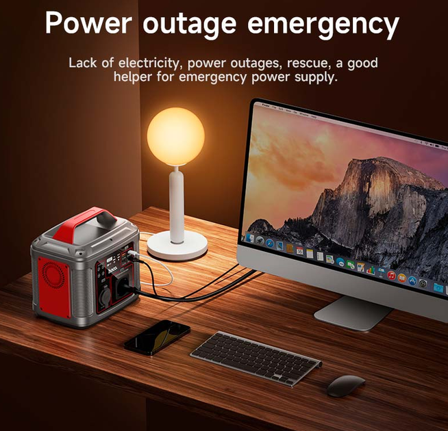 Портативна зарядна станція Power Bank УМБ HOCO Energy storage DB28 80000mAh 300W 3USB/Type-C/AC PD/QC - зображення 12