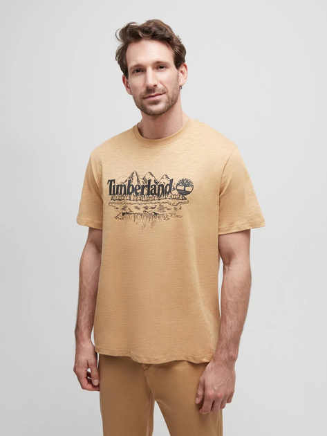 T-shirt męski bawełniany Timberland TB0A5UFU S Beżowy (194903902292) - obraz 1