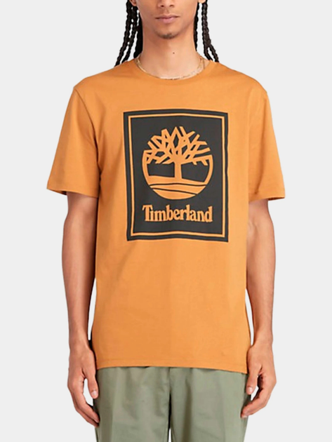 T-shirt męski bawełniany Timberland TB0A5WQQ L Beżowy/Czarny (194902955312) - obraz 1