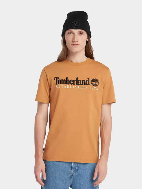 Футболка бавовняна довга чоловіча Timberland TB0A6SE1 S Бежева (194112901659) - зображення 1