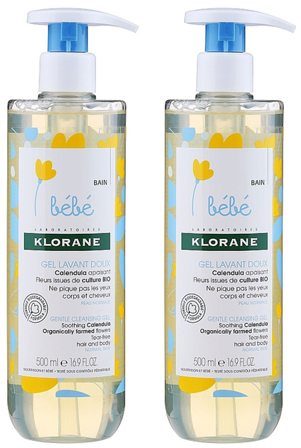 Дитячий очищувальний гель Klorane Bebe Calendula Gentle 2 x 500 мл (8431938010069) - зображення 1