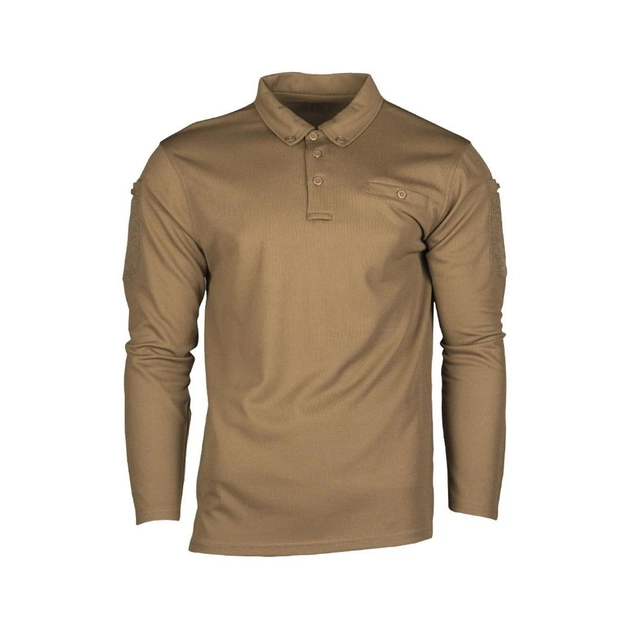 Футболка Поло тактическая с длинным рукавом Tactical Long Sleeve Polo Shirt Quick Dry L DARK COYOTE - изображение 1