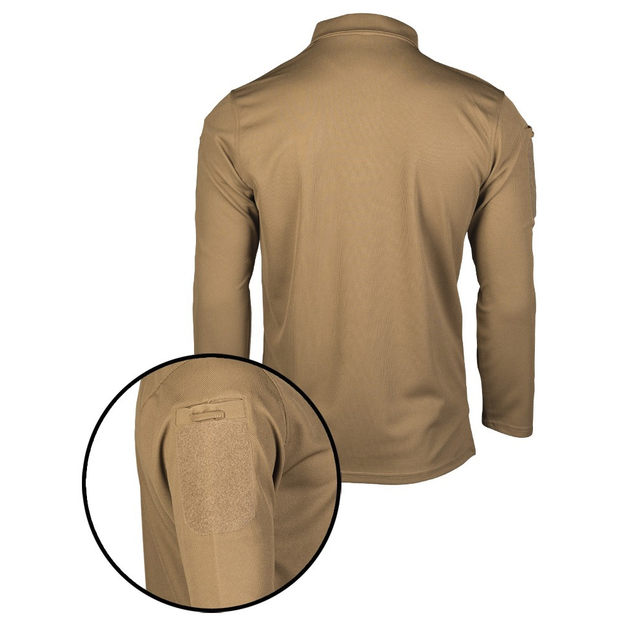 Футболка Поло тактична з довгим рукавом Tactical Long Sleeve Polo Shirt Quick Dry 2XL DARK COYOTE - зображення 2