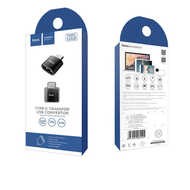 Адаптер Hoco UA5 Type-C to USB converter Black - изображение 4