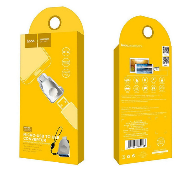 Адаптер Hoco UA10 USB Micro-USB OTG adapter Silver - зображення 4