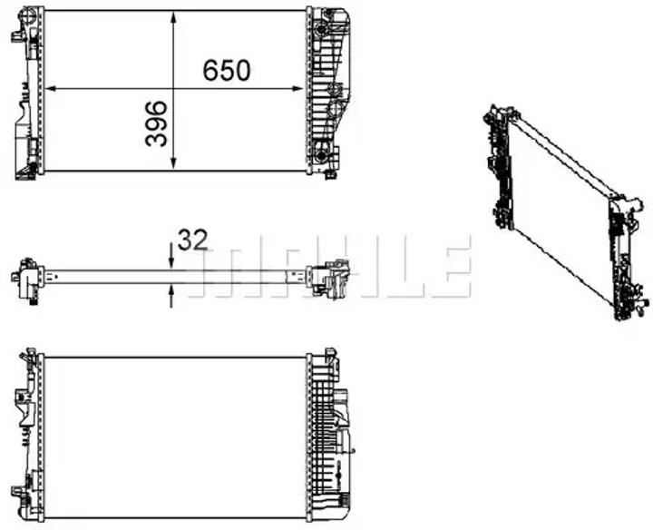 Радиатор охлаждения двигателя W639 2.1-3.5D 03-, MAHLE/KNECHT (CR1173000S) - изображение 1