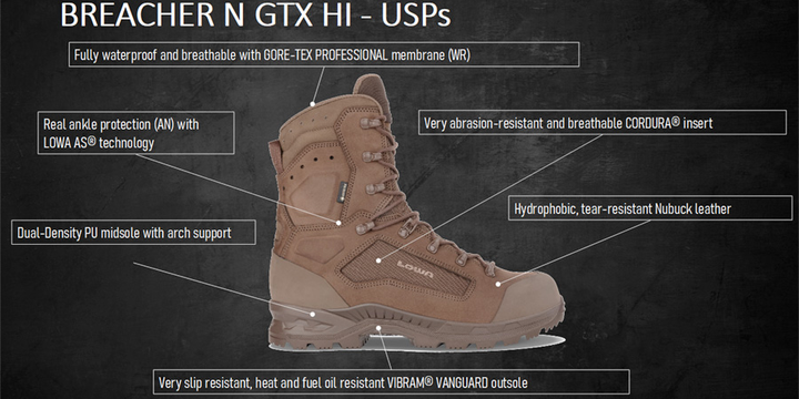 Берцы тактические Lowa Breacher N GTX HI TF р41.5 (26см) коричневые (210112-C30-0493) - изображение 2