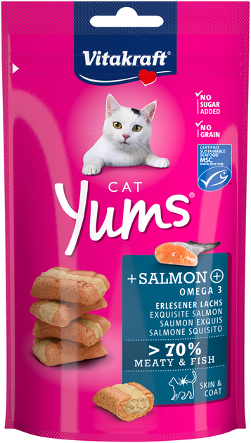 Ласощі для кішок Vitakraft Cat Yums з лососем і Омега-3 40 г (4008239288233) - зображення 1