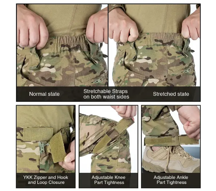 Тактические штаны мультикам спецназа ВСУ с эластичными вставками Idogear UFS G4 Multicam и наколенниками р.XL - изображение 2