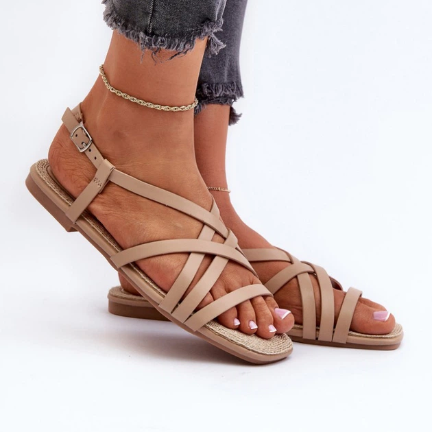 Sandały damskie na niskim obcasie Big Star NN274012 41 Beżowe (5900714756710) - obraz 6