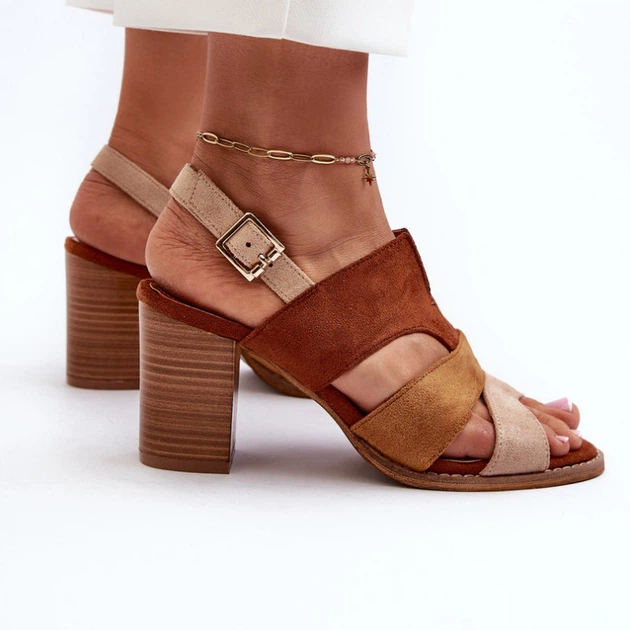 Sandały damskie na słupku Qutima 36 Brązowe (5905677182903) - obraz 6