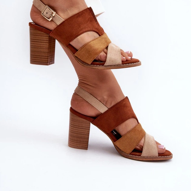 Sandały damskie na słupku Qutima 36 Brązowe (5905677182903) - obraz 8