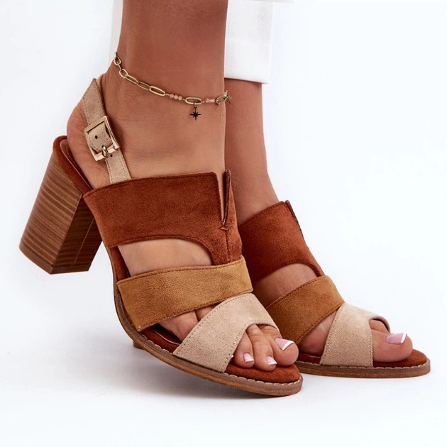 Sandały damskie na słupku Qutima 40 Brązowe (5905677182941) - obraz 4