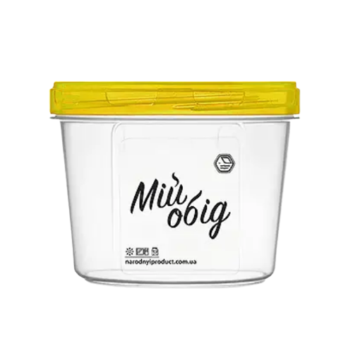 Контейнер для харчових продуктів 1л круглий прозорий/жовтий Народний продукт - Фото 1 Контейнер для харчових продуктів 1л круглий прозорий/жовтий Народний продукт - зображення 1