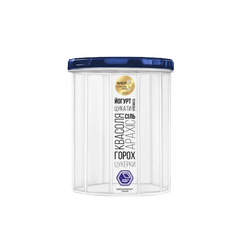 Ємність для сипучих продуктів 1л прозорий/індіго Народний продукт - Фото 1 Ємність для сипучих продуктів 1л прозорий/індіго Народний продукт - изображение 1