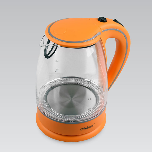 Електрочайник 1,7л 1850-2200W скло (диск) помаранчевий MR-064-ORANGE Maestro - изображение 2