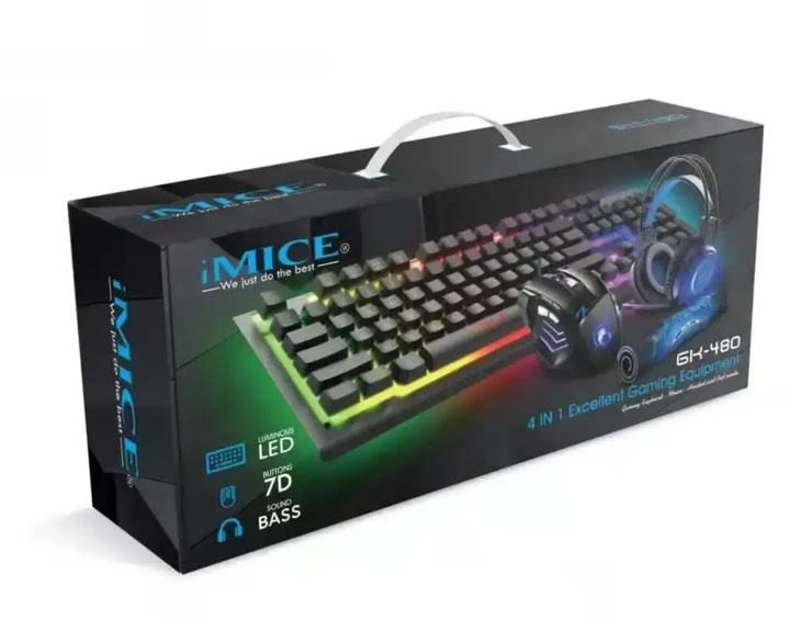 Ігровий комплект 4 в 1 з підсвічуванням RGB Gaming Миша Навушники Клавіатура Килимок - зображення 2
