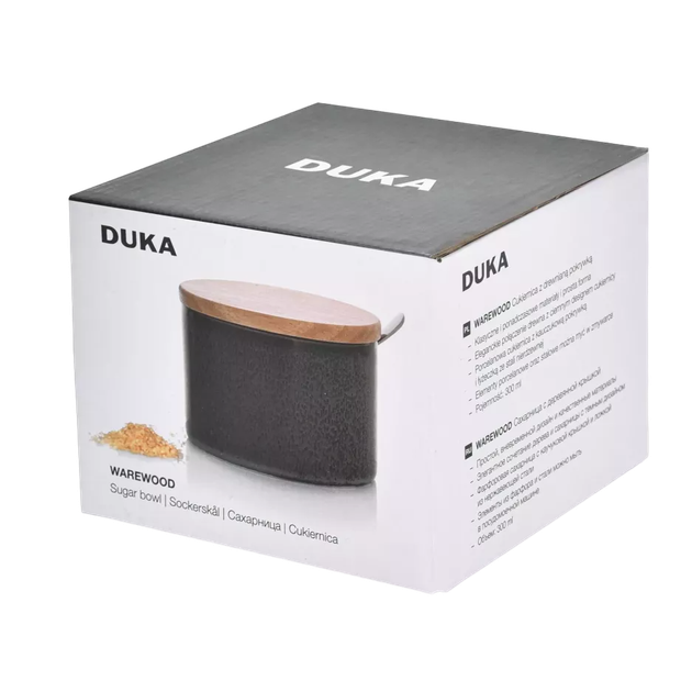 Цукорниця з ложкою Duka Warewood з графітової порцеляни (5901912189713) - зображення 5