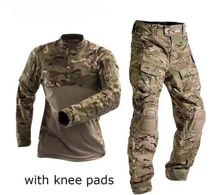 Тактический демисезонный военный коcтюм форма рубашка с длинным рукавом, штаны+наколенники р.L - изображение 1