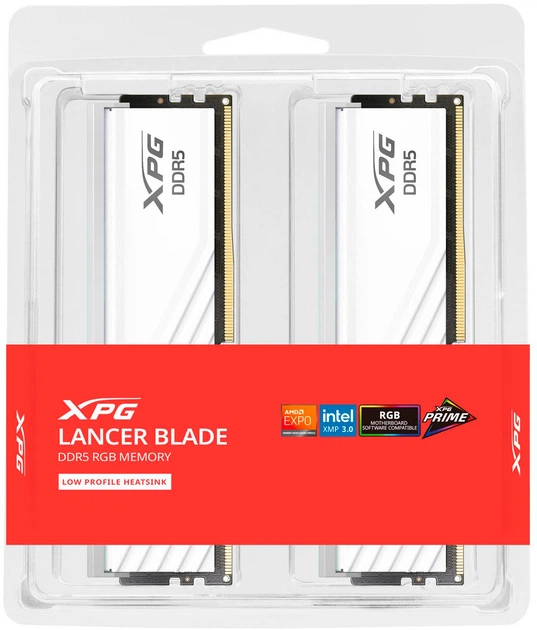 Оперативна пам'ять ADATA DDR5-6400 32768MB PC5-51200 (Kit of 2x16384) XPG Lancer Blade RGB White (AX5U6400C3216G-DTLABRWH) - Фото 4 Оперативна пам'ять ADATA DDR5-6400 32768MB PC5-51200 (Kit of 2x16384) XPG Lancer Blade RGB White (AX5U6400C3216G-DTLABRWH) - зображення 4