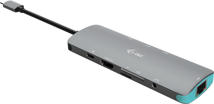 USB Hub i-Tec USB-C Metal Nano Docking Station 4K HDMI LAN + Power Delivery 100 W Grey (C31NANODOCKLANPD) - obraz 1