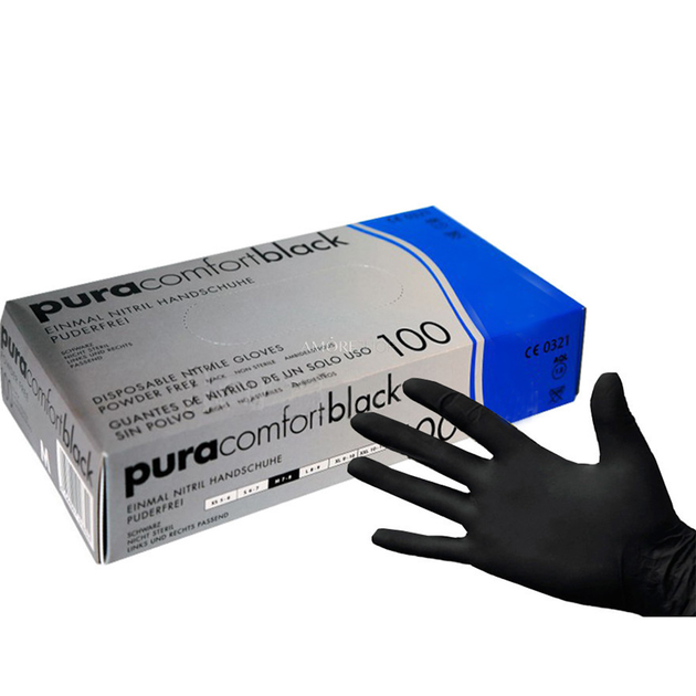 Перчатки нитриловые AMPri pura comfort black черные S (0310131) - изображение 2