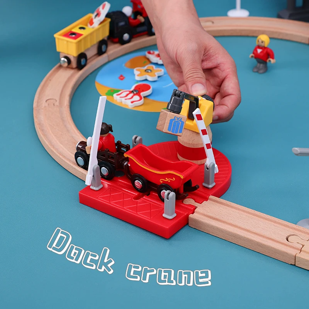 Дитяча залізниця з дерева Iekool, 105x88 (Brio, Ikea, Playtive) A4071 - изображение 4