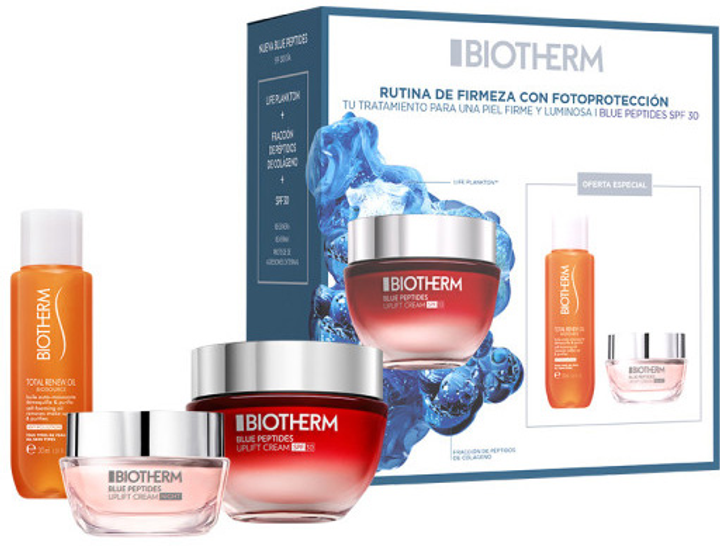 Набір для догляду за обличчям Biotherm Blue Peptides Крем SPF 30 50 мл + Очищувальна олія 30 мл + Нічний крем 15 мл (8431240411042) - зображення 1