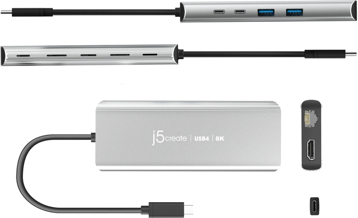 USB Hub J5create JCD403 USB4 8K Multi-Port Hub Grey (JCD403-N) - obraz 3