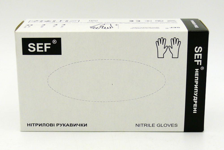 Чорні нітрилові неопудрені рукавички SEF розмір М 100 штук упаковка - изображение 2