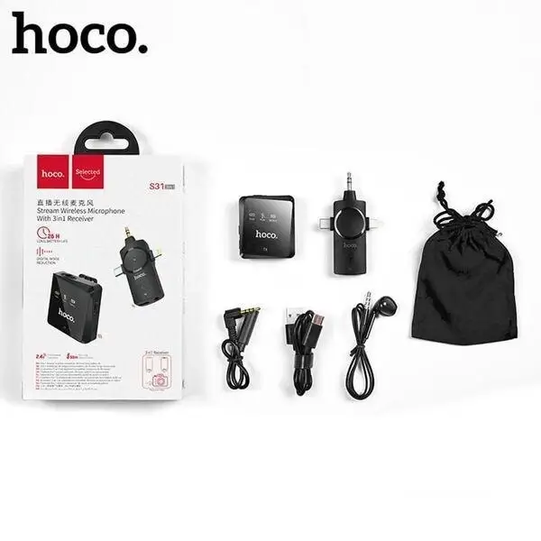 Микрофон - петличка Hoco Stream 3 in 1 беспроводной Grey (S31) - изображение 5