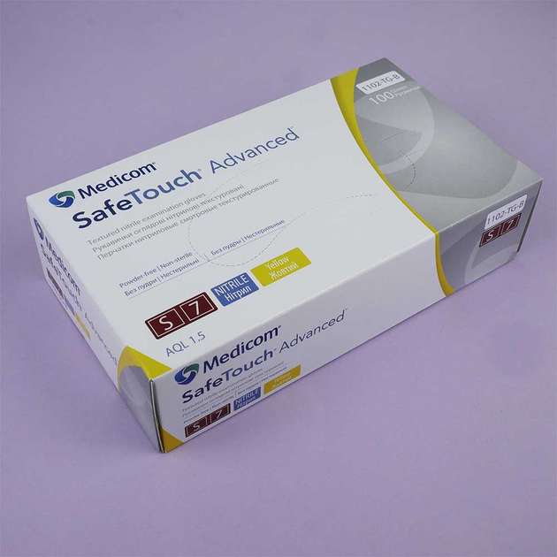 Перчатки нитриловые без талька Medicom SafeTouch Advanced желтые S 100 шт (8718007912418) (0196371) - изображение 2