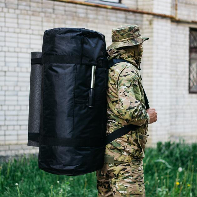 Універсальна сумка баул військова, армійський баул Оксфорд чорний 120 л тактичний баул-рюкзак - зображення 1