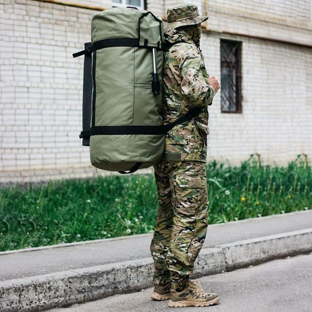 Універсальна сумка баул військова, армійський баул олива Оксфорд 120 л тактичний баул-рюкзак - зображення 1