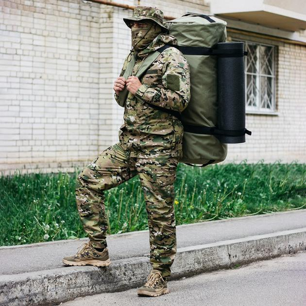 Универсальная сумка баул военная, армейский баул олива Оксфорд 120 л тактический баул-рюкзак - изображение 2