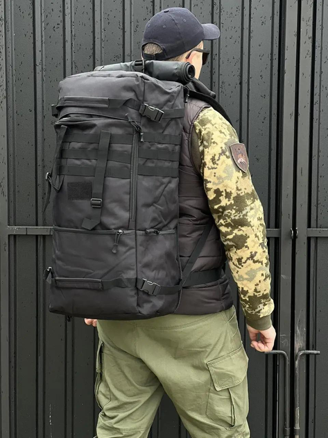 Универсальная сумка баул военная, армейский баул Черный 65л тактический баул-рюкзак - изображение 1
