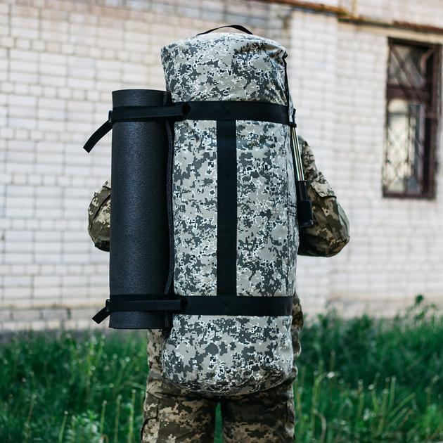 Универсальная сумка баул военная, армейский баул пиксель Оксфорд 100 л тактический баул-рюкзак - изображение 2