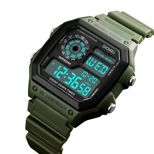 Часы наручные 1299AG SKMEI с подсветкой ARMY GREEN - изображение 3