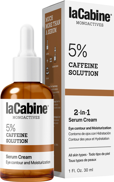 Зволожувальний крем-сироватка La Cabine 5% Caffeine Solution 2 in 1 для контуру очей проти набряків та темних кіл 30 мл (8435534411169) - зображення 1