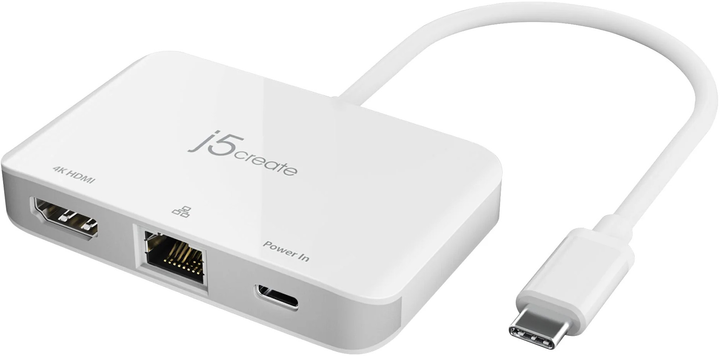 Adapter J5create JCA351 USB-C to 4K HDMI Ethernet Adapter White (JCA351-N) - obraz 2