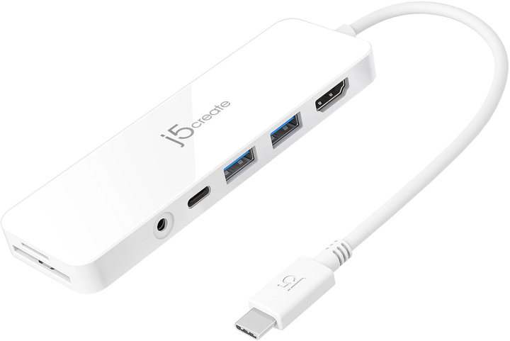 USB Hub J5create JCD373 USB-C Multi-Port Hub White (JCD373-N) - obraz 1