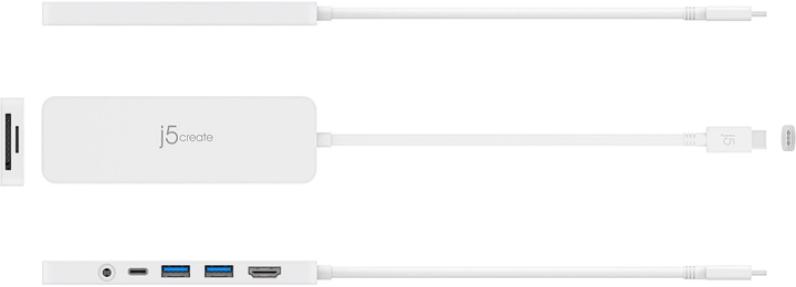 USB Hub J5create JCD373 USB-C Multi-Port Hub White (JCD373-N) - obraz 2