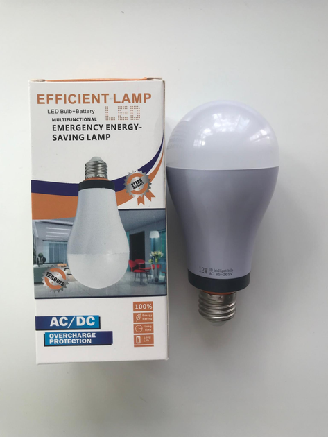 12вт Светодиодная лед LED аккумуляторная лампа 12ватт Е27 белый свет с ...