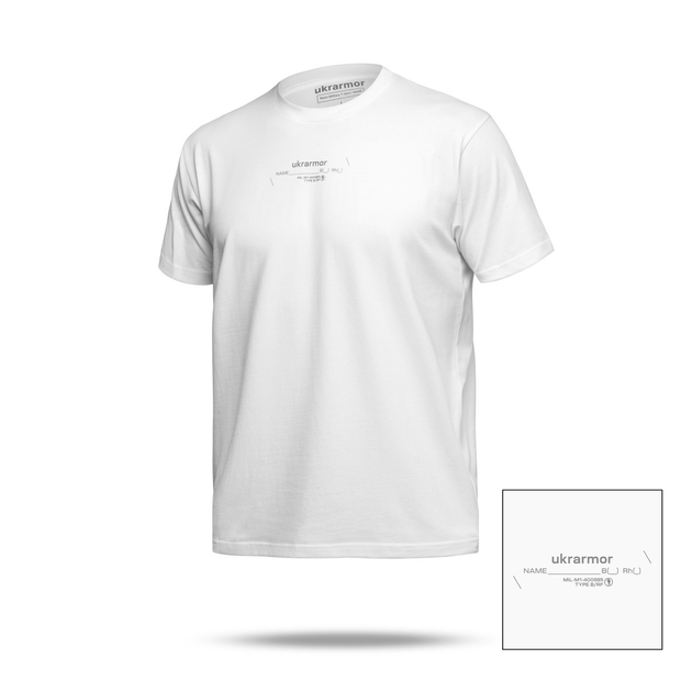 Футболка Basic Military T-Shirt з авторським принтом NAME. Біла. Розмір S - зображення 1