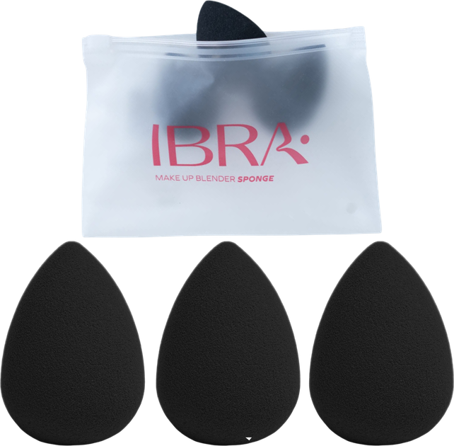 Набір спонжів Ibra Blender Sponge чорні 3 шт (5907518391406) - зображення 1