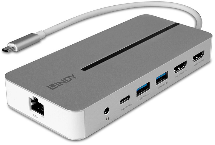 Док-станція Lindy DST-Mx Duo USB-C 4K 100W Silver (4002888433600) - зображення 1