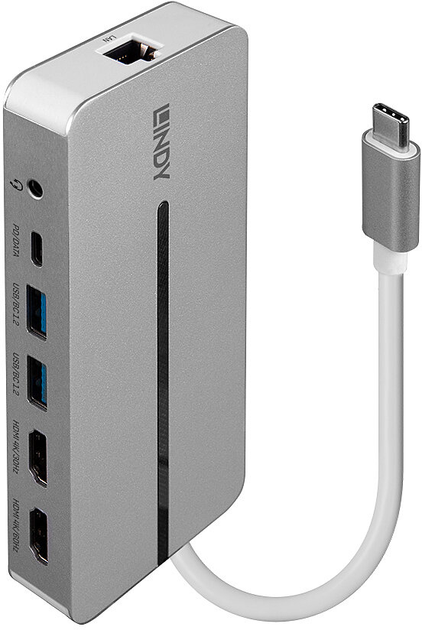 Stacja dokująca Lindy DST-Mx Duo USB-C 4K 100W Silver (4002888433600) - obraz 3
