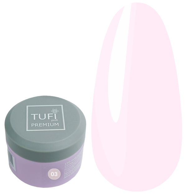 LED гель для наращивания TUFI profi PREMIUM Gel 03 Pink прозрачный с ...