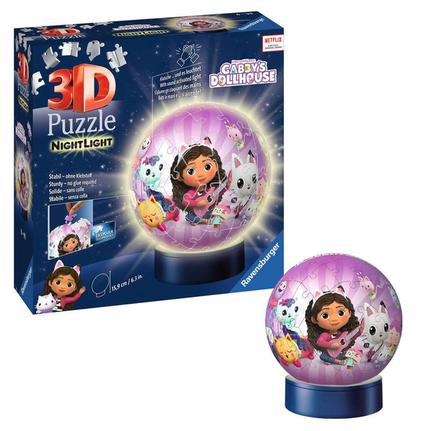 Puzzle 3D Ravensburger Swiecaca kula Koci Domek Gabi 12.9 x 15.9 cm 72 elementy (4005556115754) - obraz 3